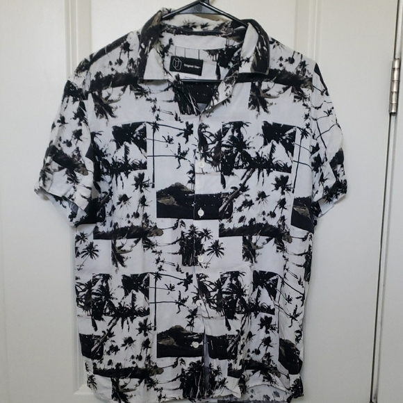 Empyre Black and White Casual Cat Print Shirt - Picture 1 of 5